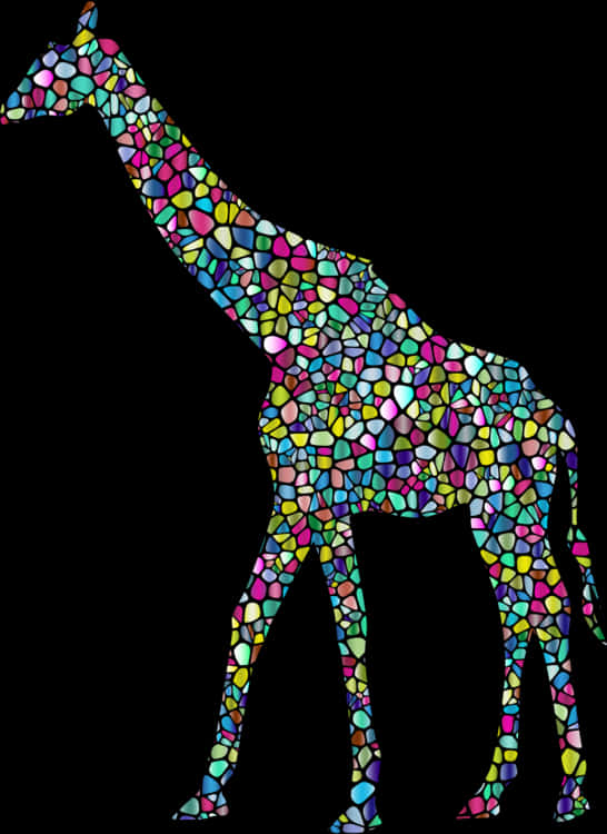 Colorful Mosaic Giraffe Artwork