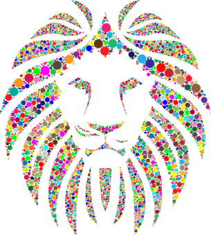 Colorful Mosaic Lion Art