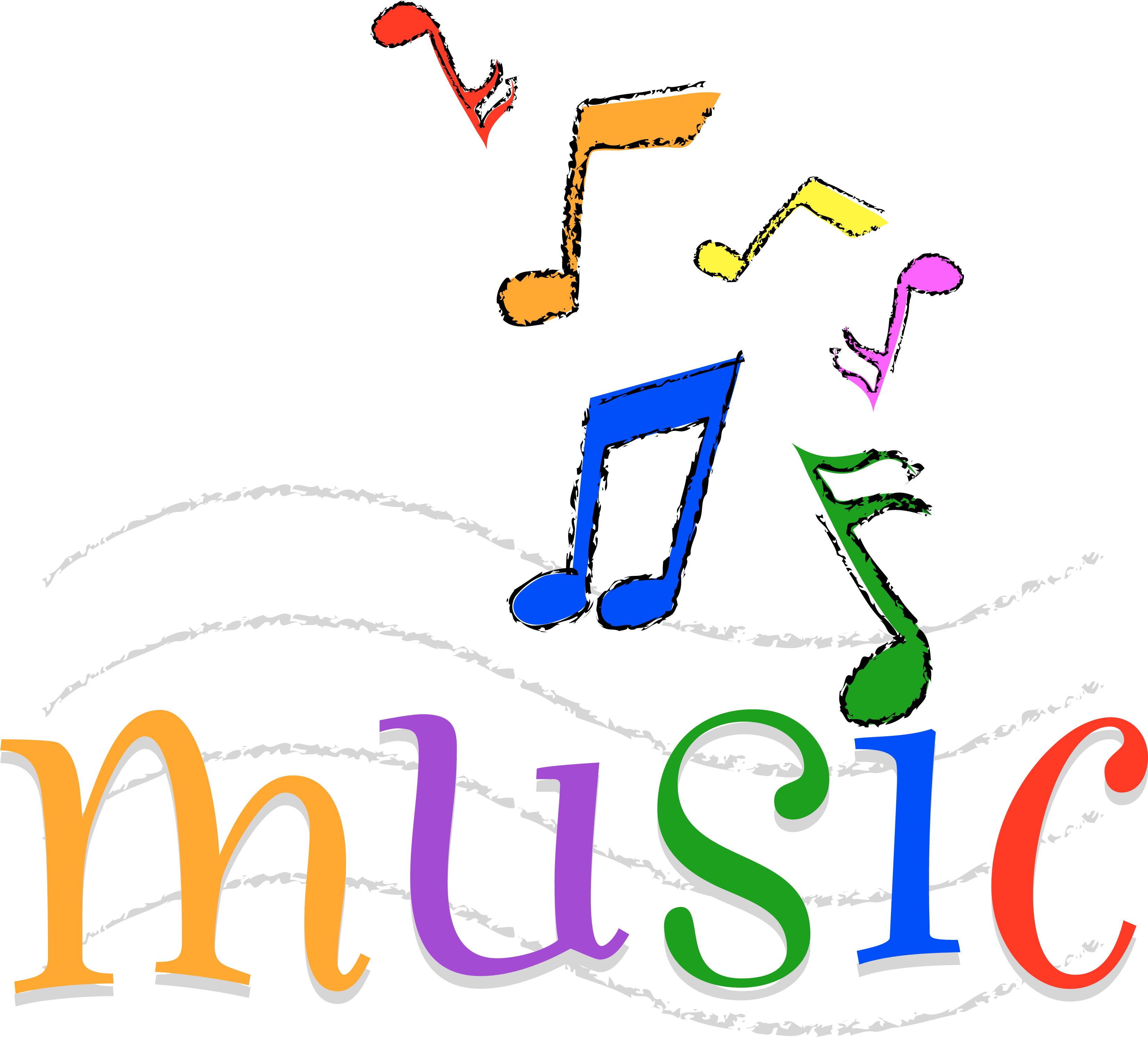 Colorful Music Notesand Word