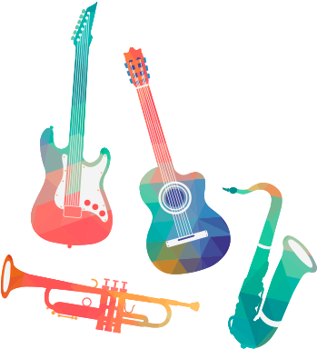 Colorful Musical Instruments Vector Illustration