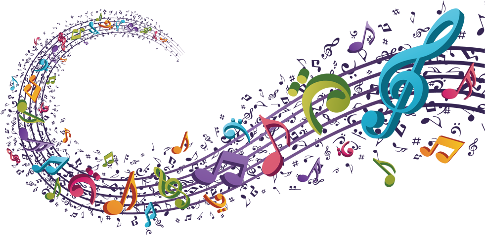 Colorful Musical Notes Wave