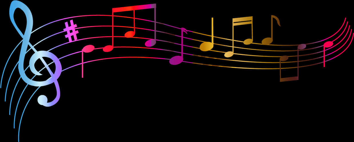 Colorful Musical Notesand Clef