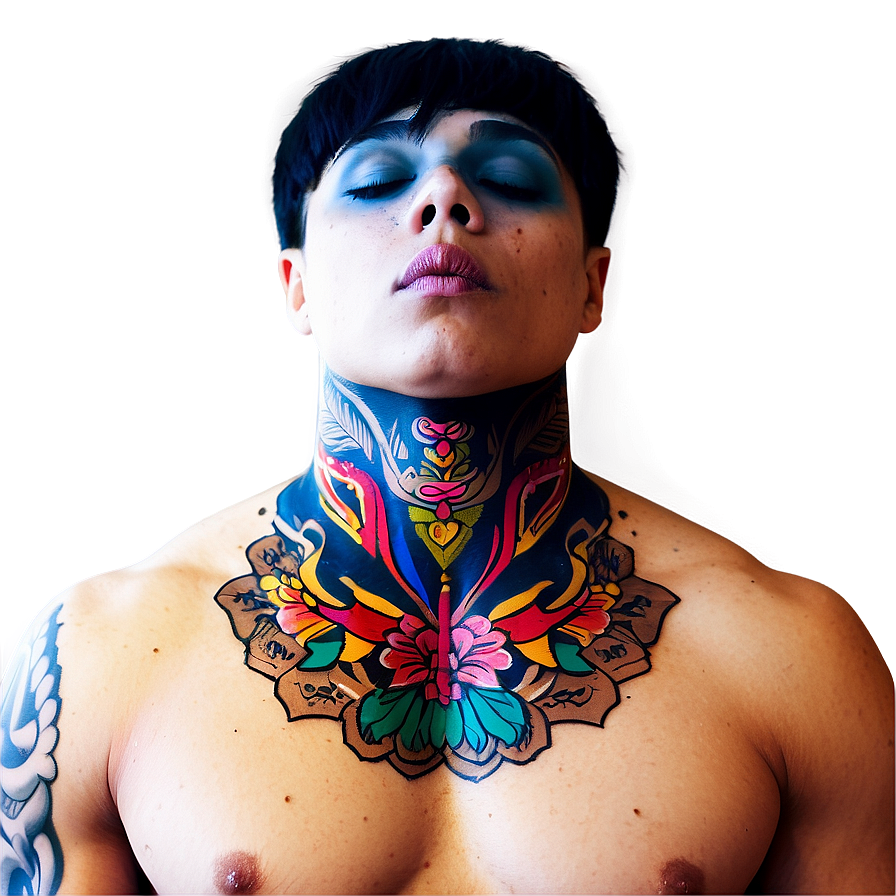 Colorful Neck Tattoo Representations Png 06122024