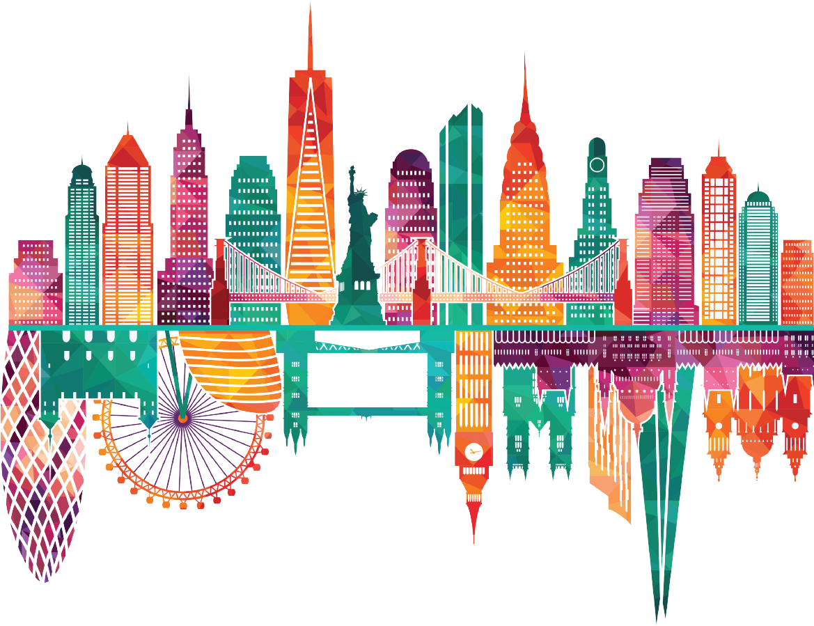 Colorful New York City Skyline Illustration