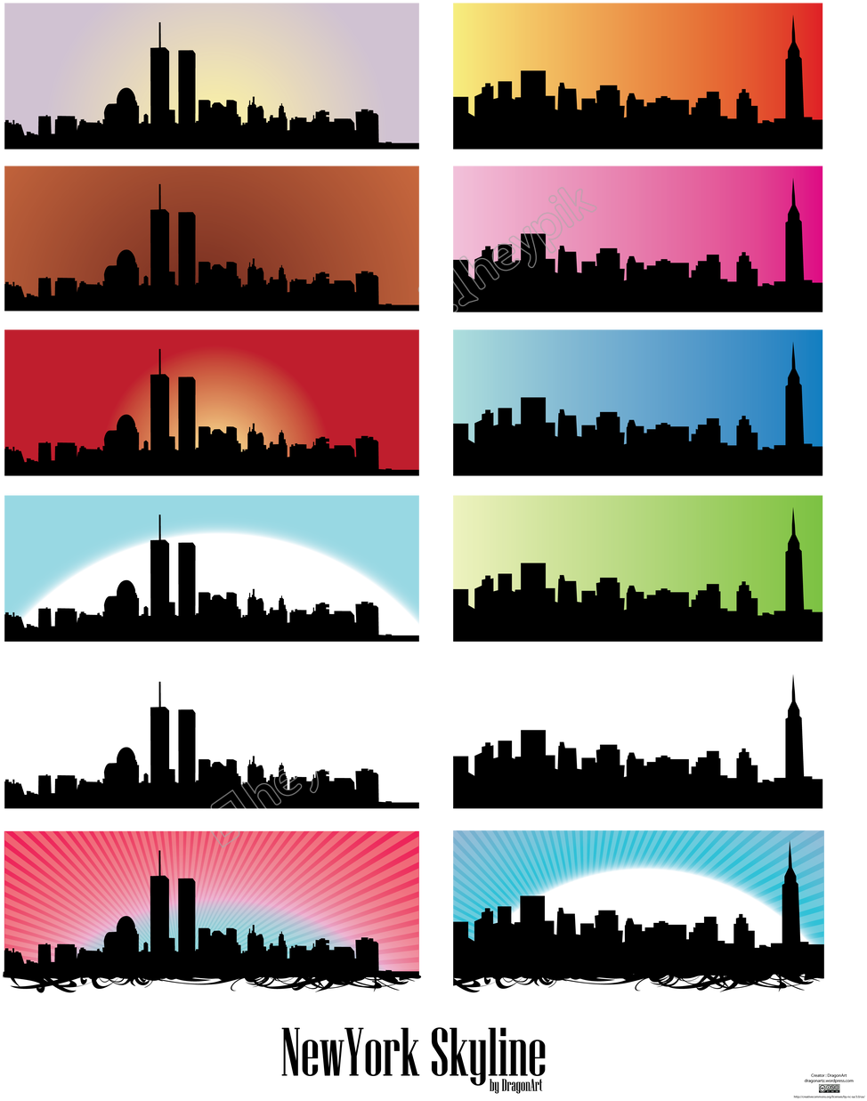 Colorful_ New_ York_ Skyline_ Silhouettes