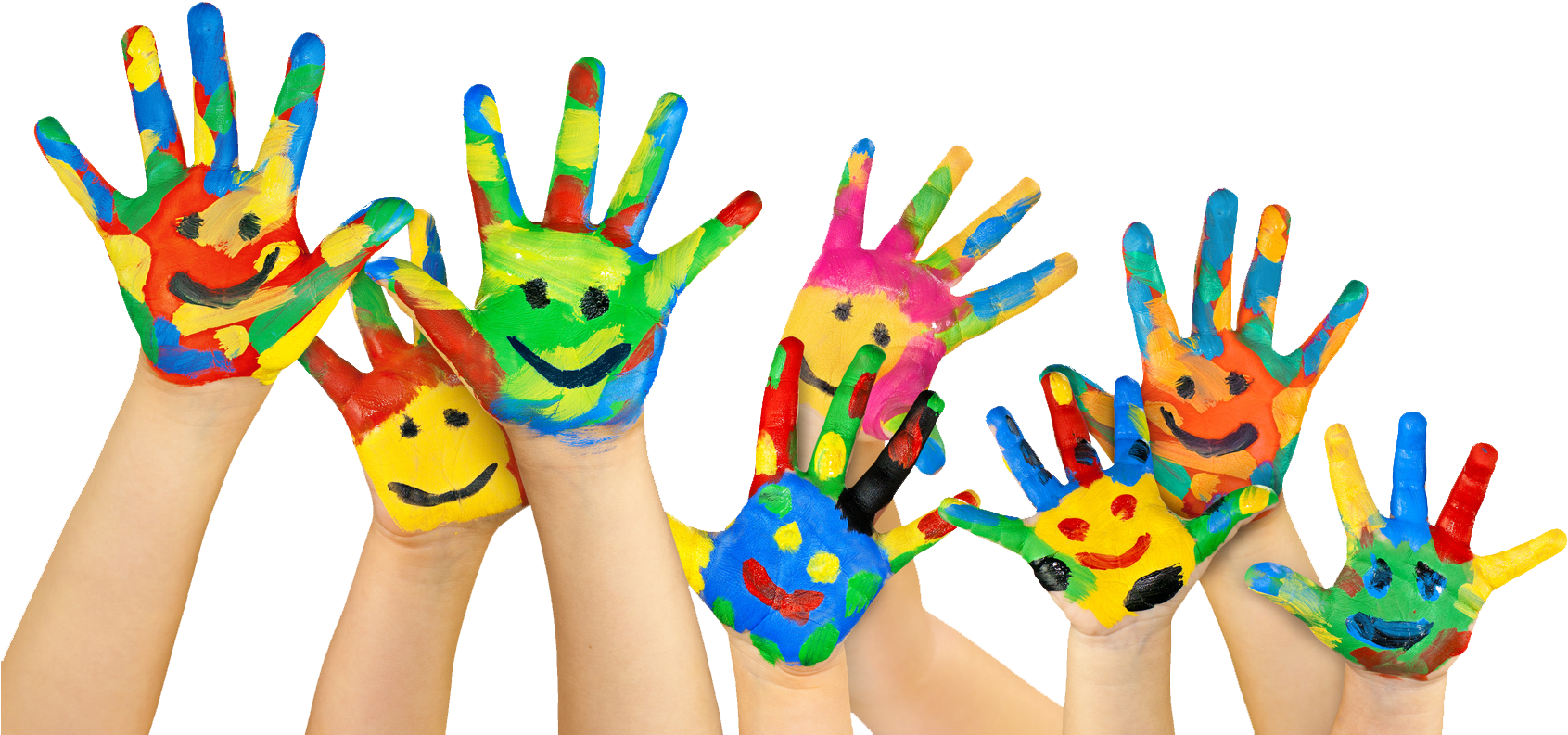 Colorful Painted Handswith Smiley Faces