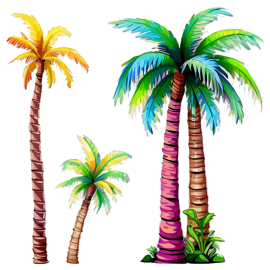 Colorful Palm Trees Png 05042024