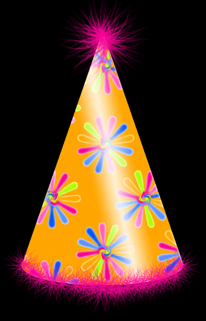 Colorful Party Hat Black Background