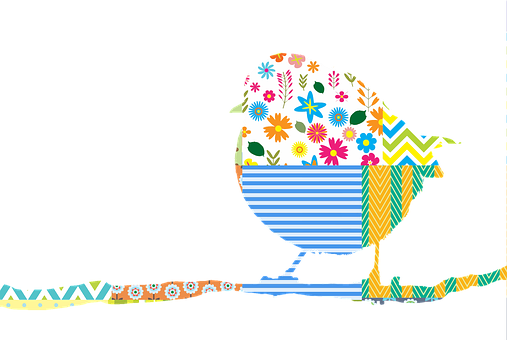 Colorful Patterned Bird Silhouette