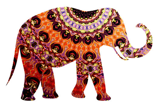 Colorful Patterned Elephant Artwork