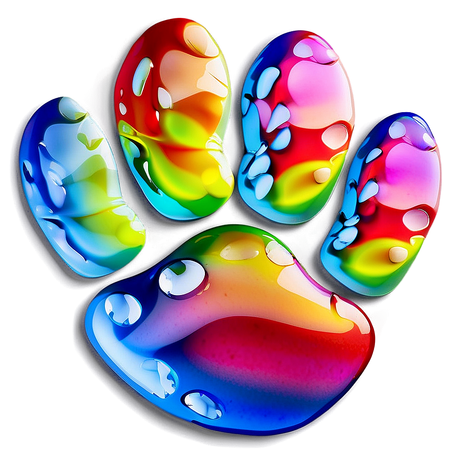 Colorful Paw Print Design Png 23