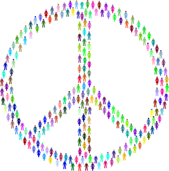 Colorful Peace Sign Human Figures