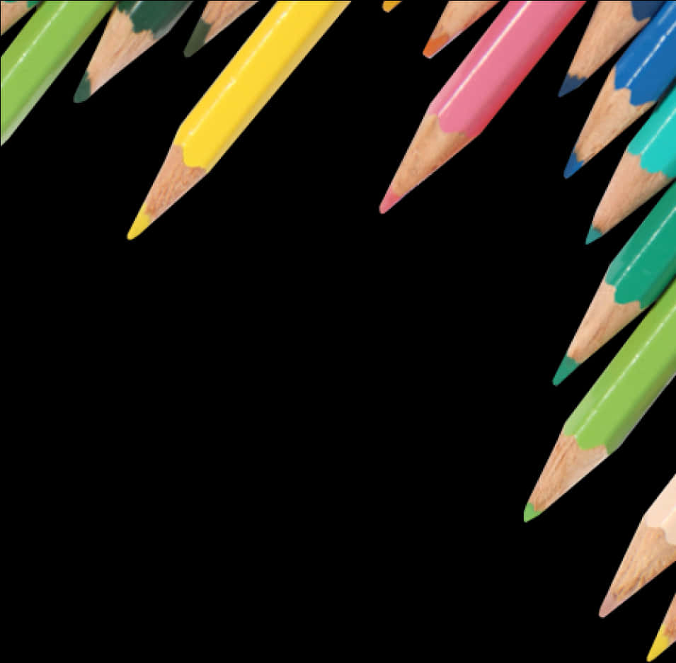 Colorful Pencils Black Background