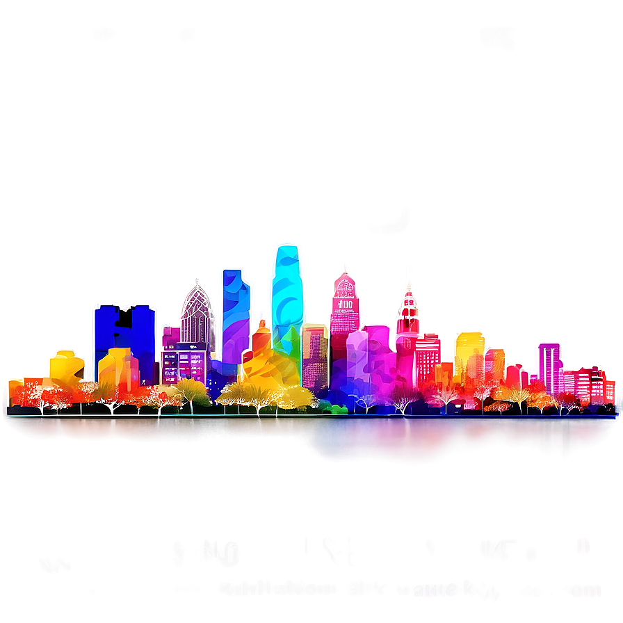 Colorful Philadelphia Skyline Artistic Render Png Ttj