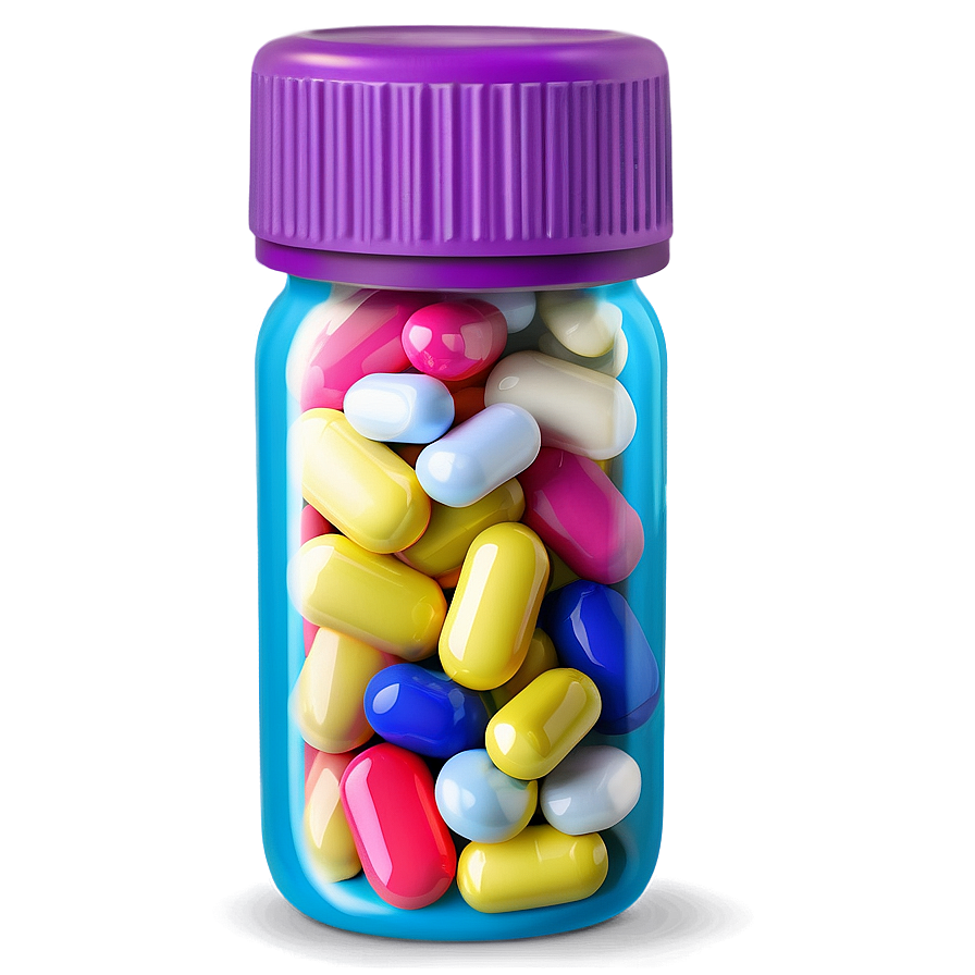 Colorful Pill Bottle Png Ohb33