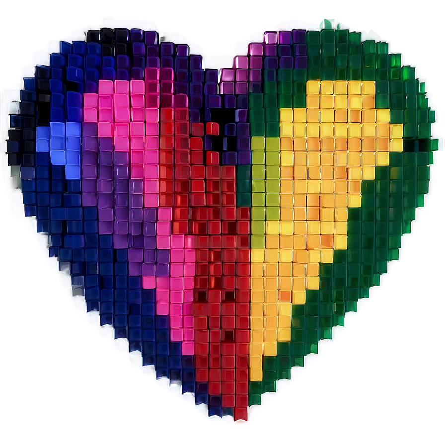 Colorful Pixel Heart Png 05252024