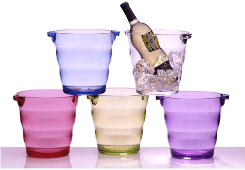 Colorful Plastic Ice Buckets With Champagne