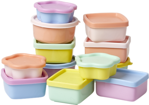 Colorful Plastic Tiffin Boxes Stacked