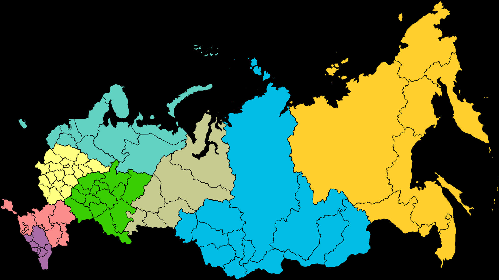 Colorful Political Mapof Russia