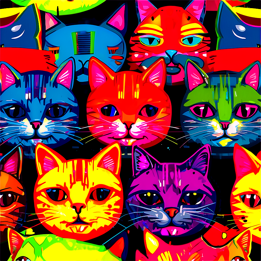 Colorful Pop Art Cat Vector Png 06262024