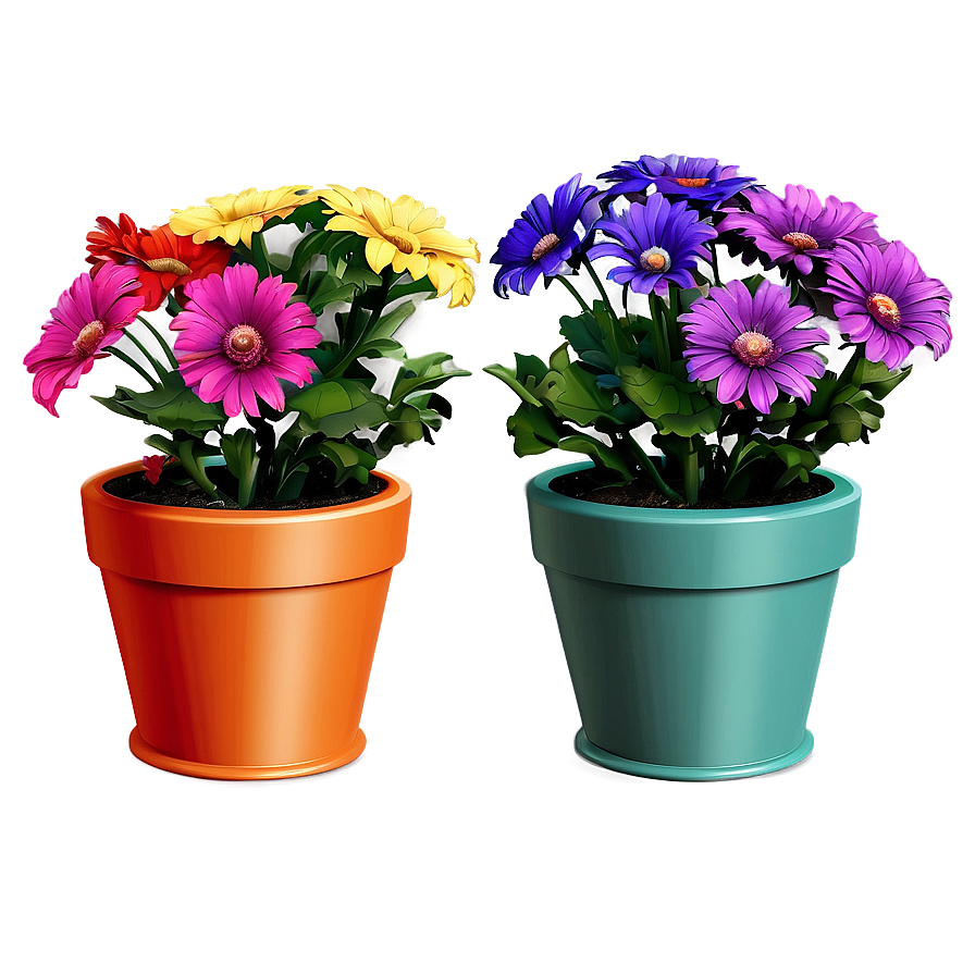 Colorful Potted Flowers Png 39