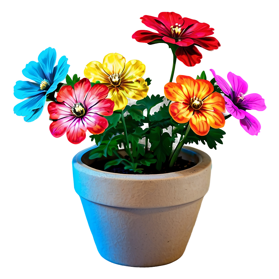 Colorful Potted Flowers Png Ijj95