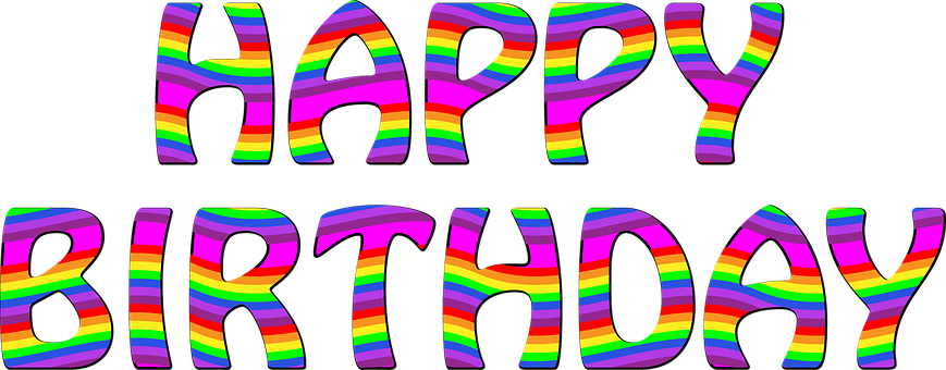 Colorful Rainbow Happy Birthday Text