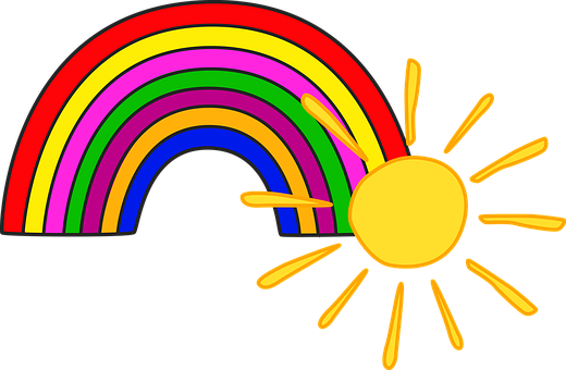 Colorful Rainbowand Sun Illustration