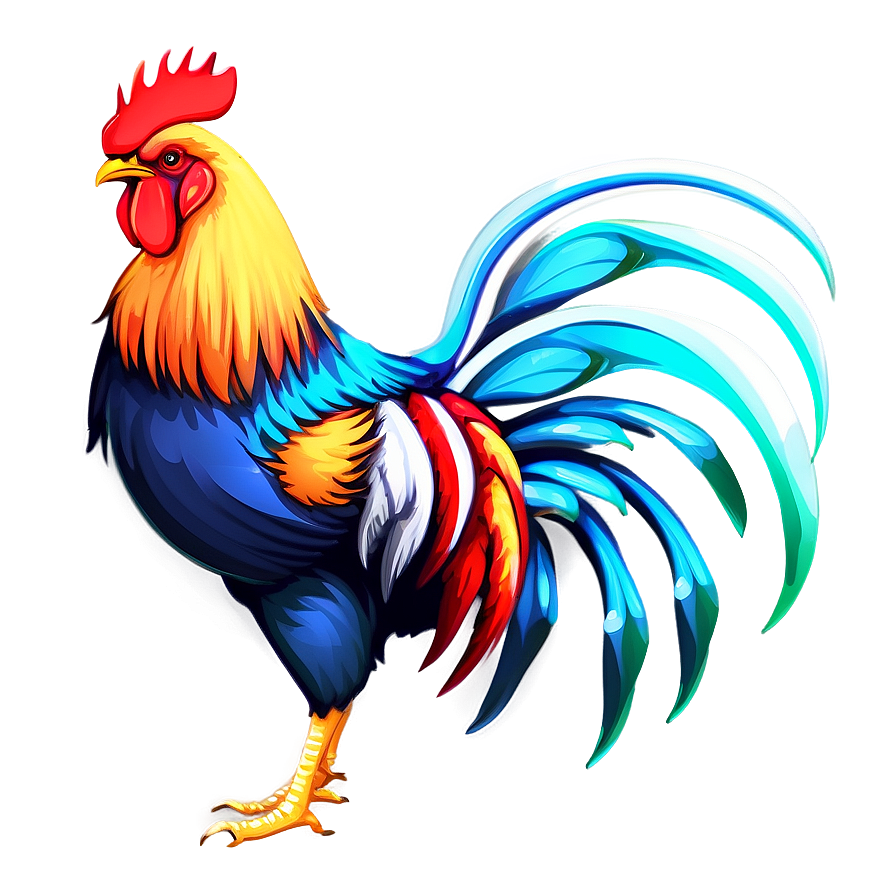 Colorful Rooster Art Png 17