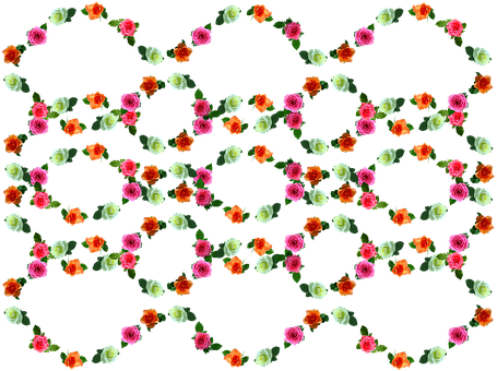 Colorful Rose Pattern Black Background