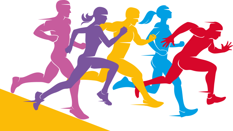Colorful Runners Silhouette Graphic
