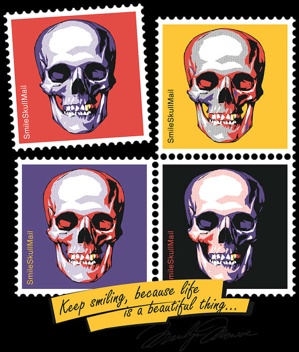 Colorful Skull Stamps Artwork