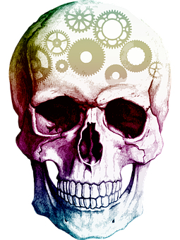 Colorful Skullwith Gears