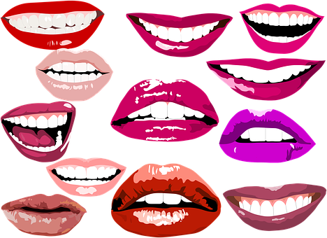 Colorful Smiling Lips Vector Illustration