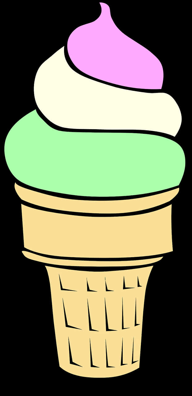 Colorful Soft Serve Ice Cream Cone