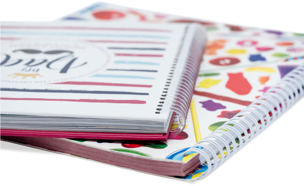 Colorful Spiral Notebooks Stacked