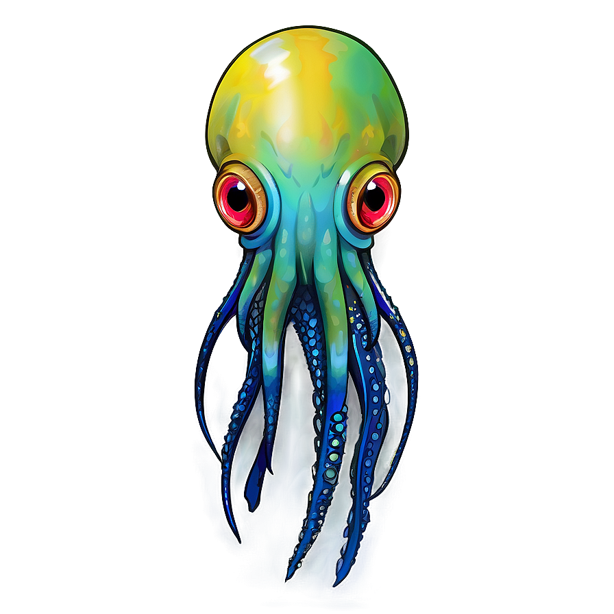 Colorful Squid Drawing Png Djc77
