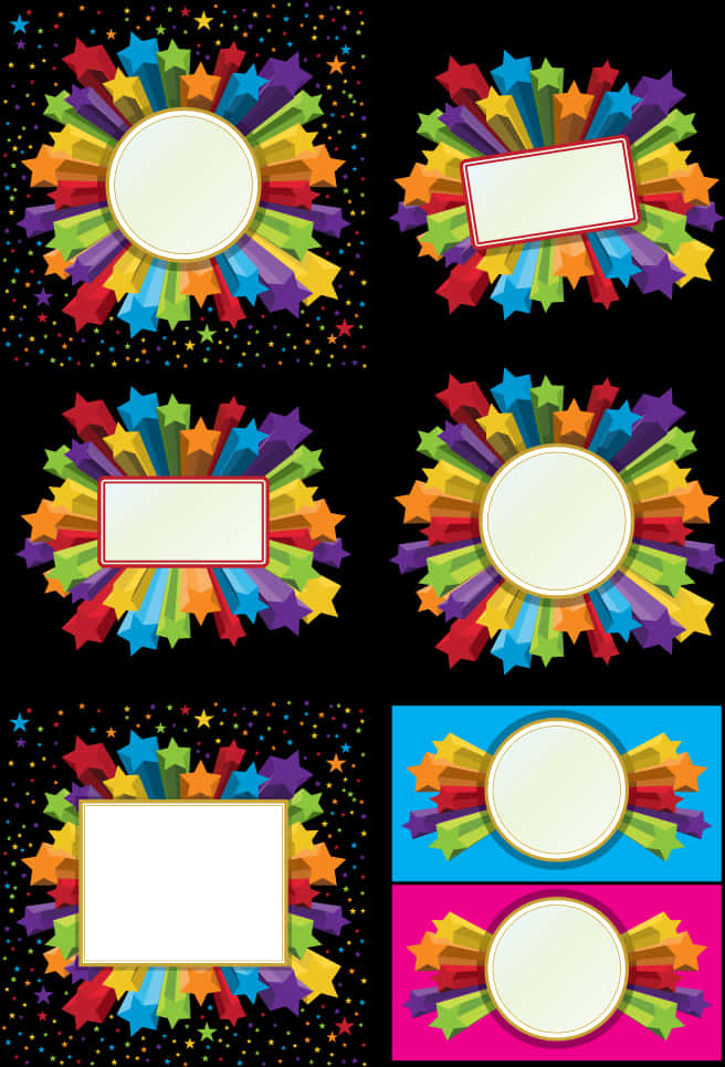 Colorful Starburst Banners Vector