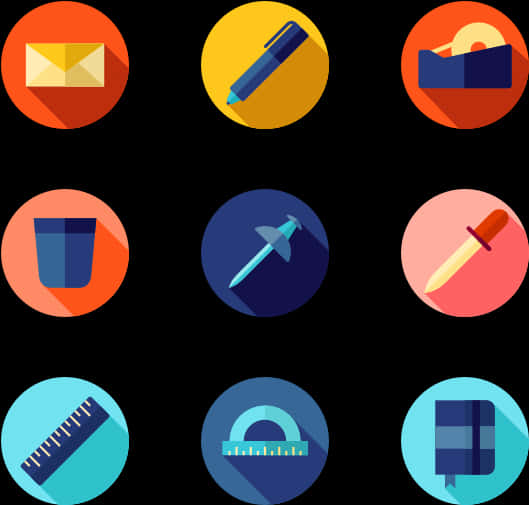 Colorful Stationery Icons Set
