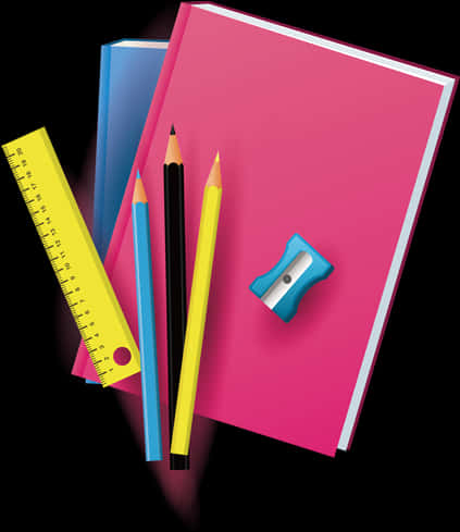Colorful Stationery Items Top View