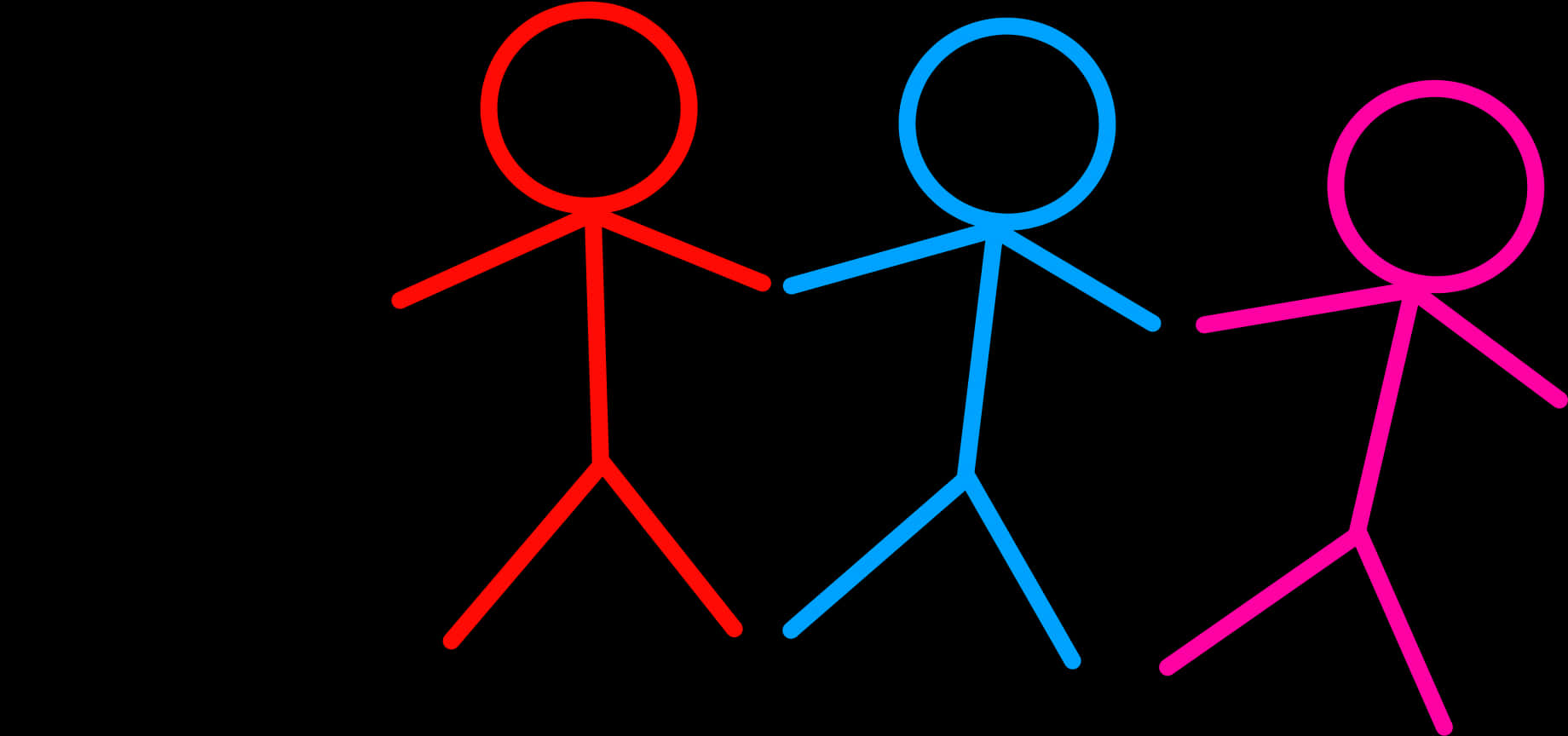 Colorful Stick Figures Holding Hands