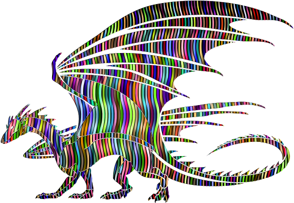 Colorful Striped Dragon Silhouette