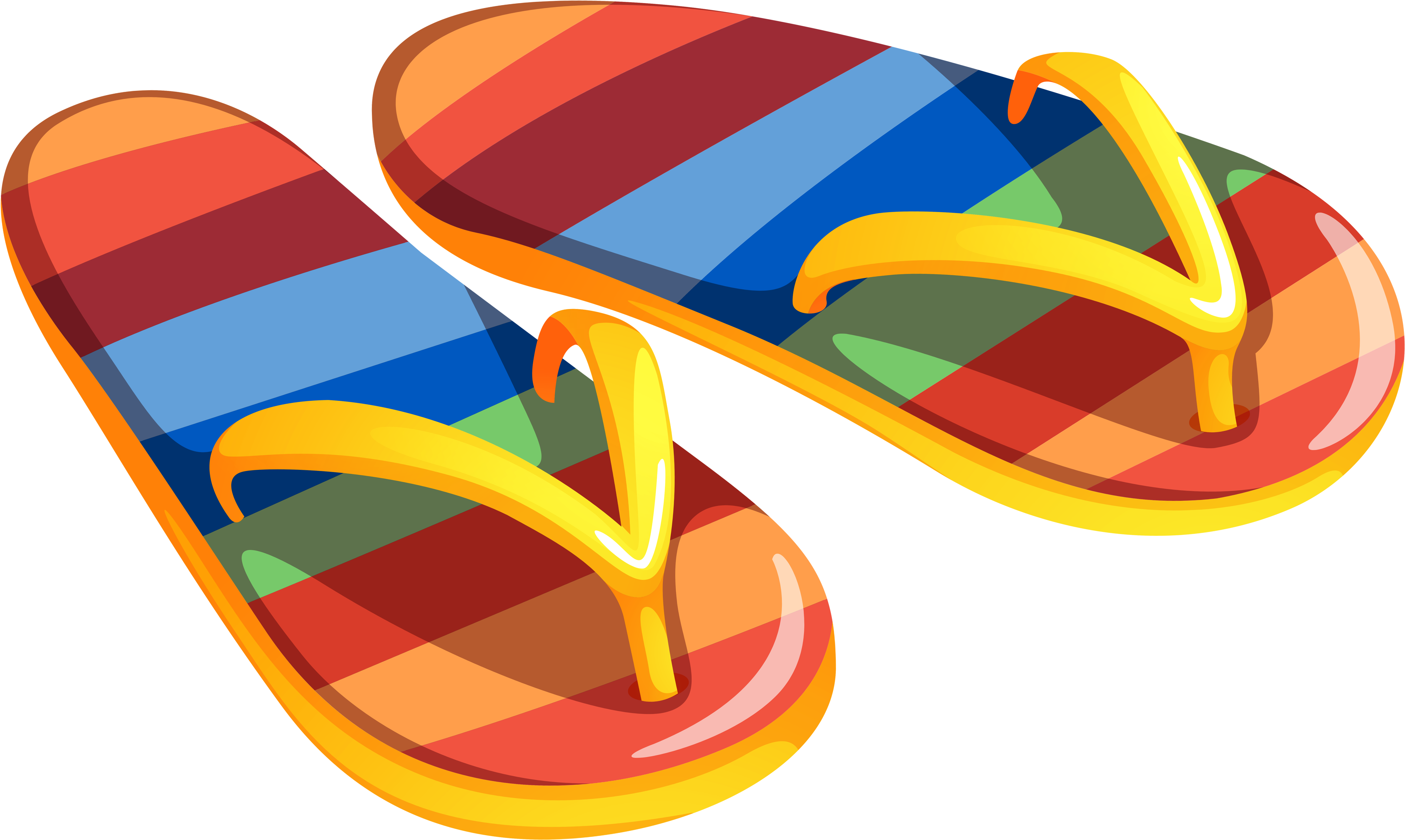 Colorful Striped Flip Flops Summer Clipart