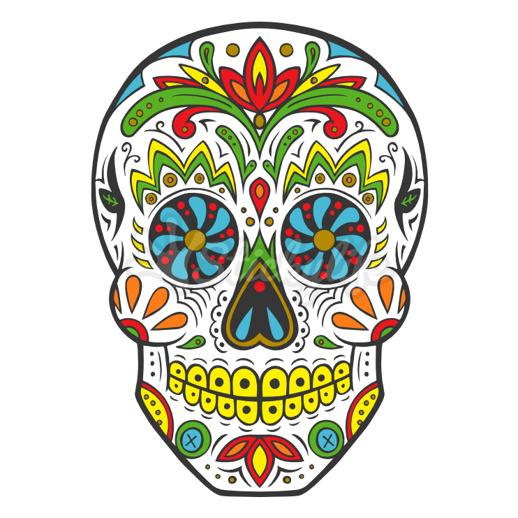 Colorful Sugar Skull Illustration