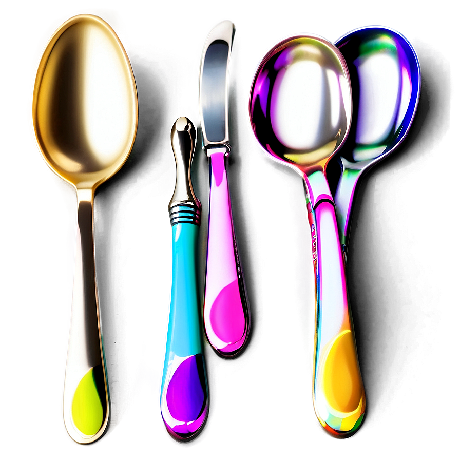 Colorful Teaspoon Set Png 14