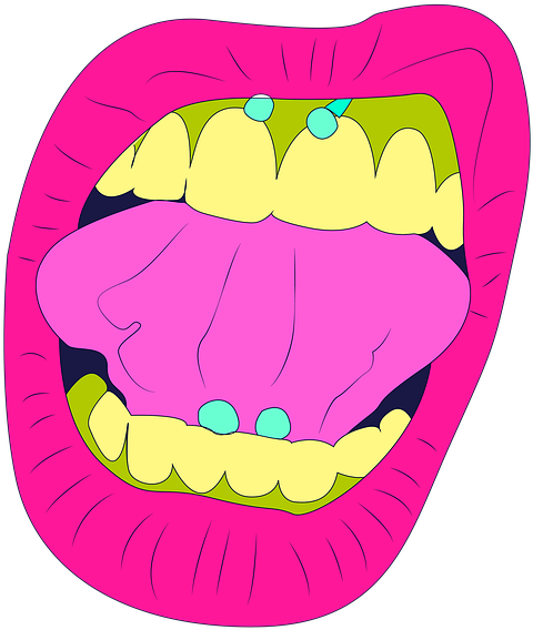 Colorful Tongue Piercing Illustration
