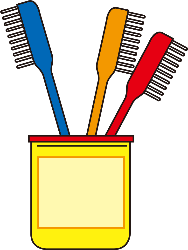 Colorful Toothbrushesin Holder Vector