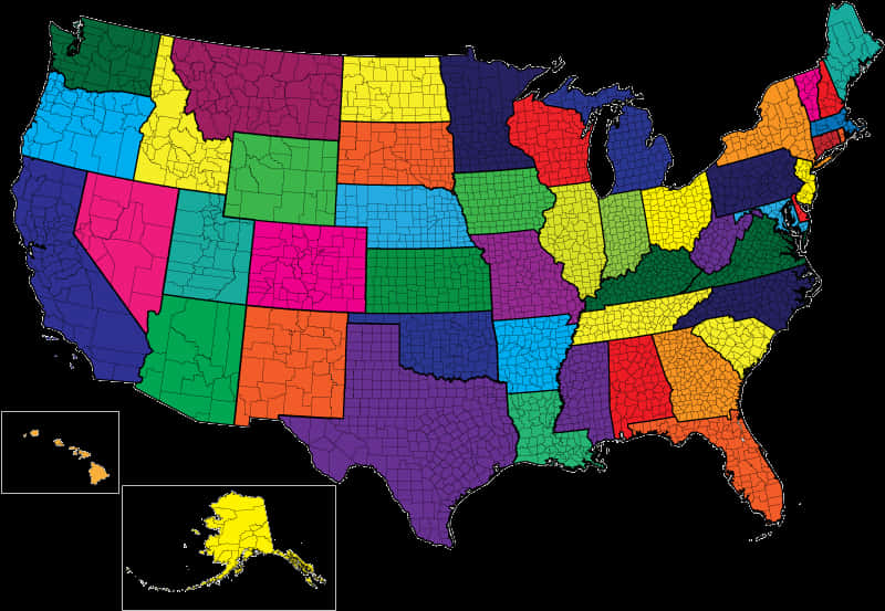 Colorful U S A Map