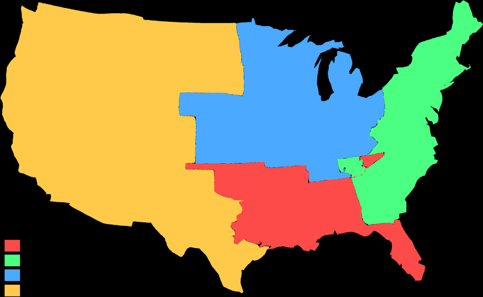 Colorful U S A Map Regions