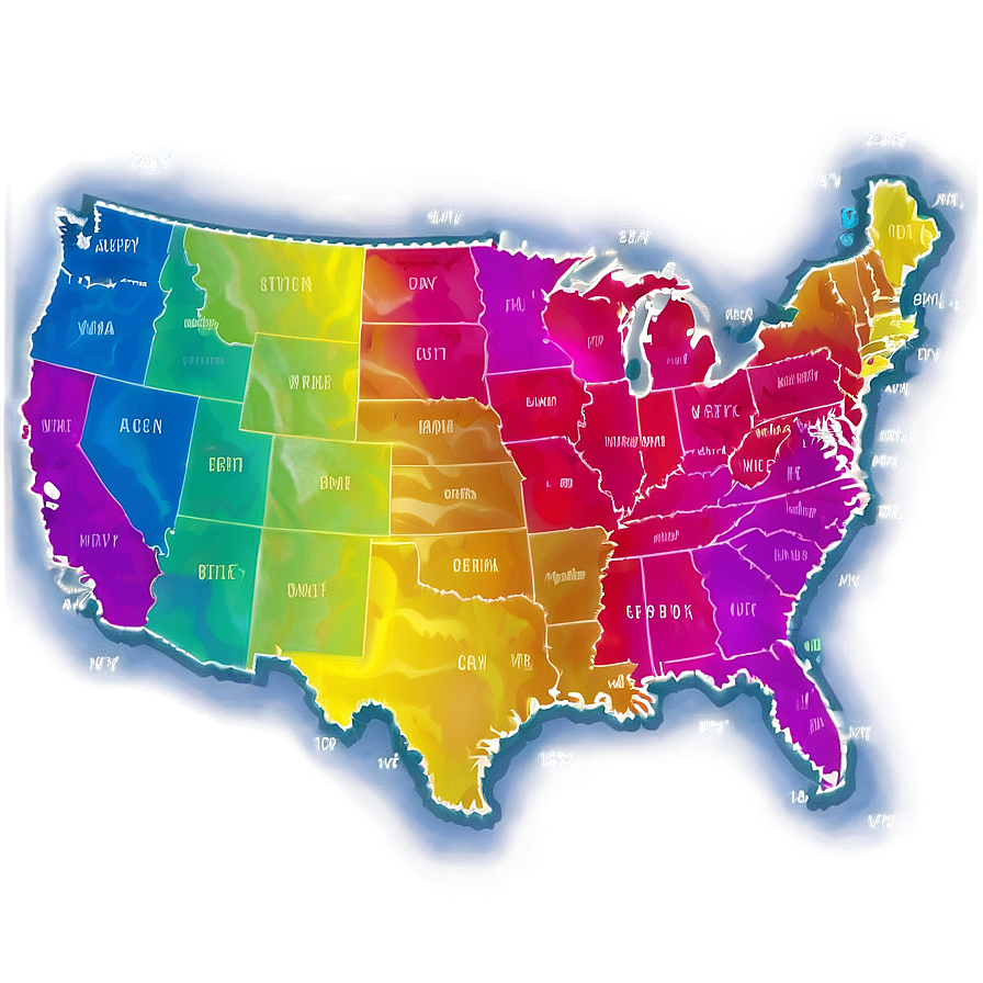 Colorful Usa Map Png Usj